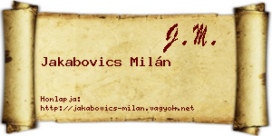 Jakabovics Milán névjegykártya